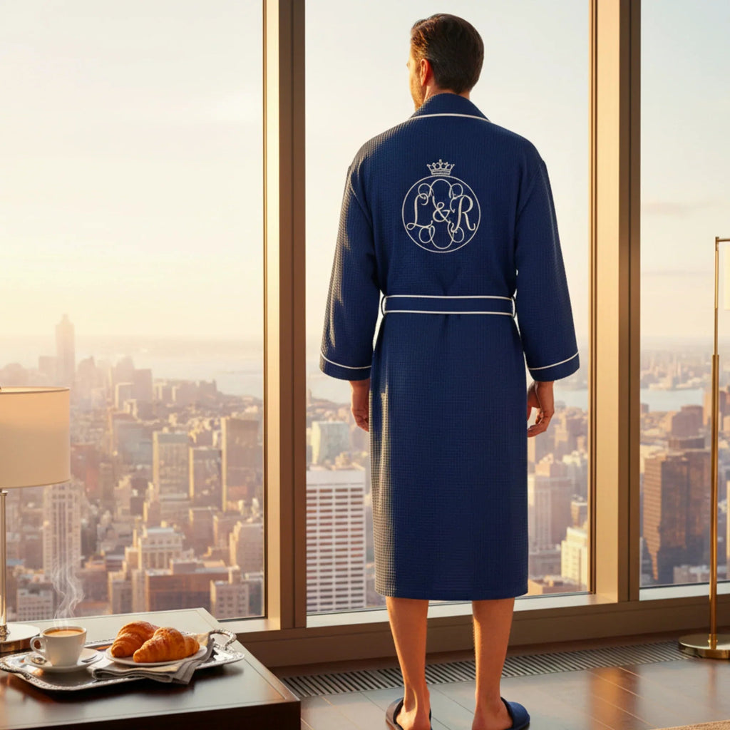 Premium Waffle Piping Robe for Men - Che Cose Belle