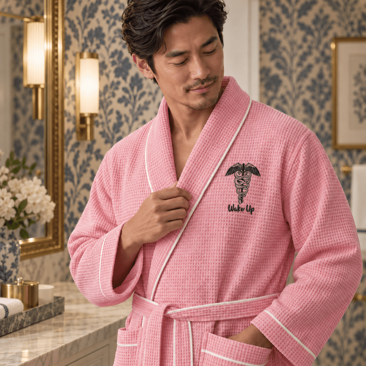 Premium Waffle Piping Robe for Men - Che Cose Belle
