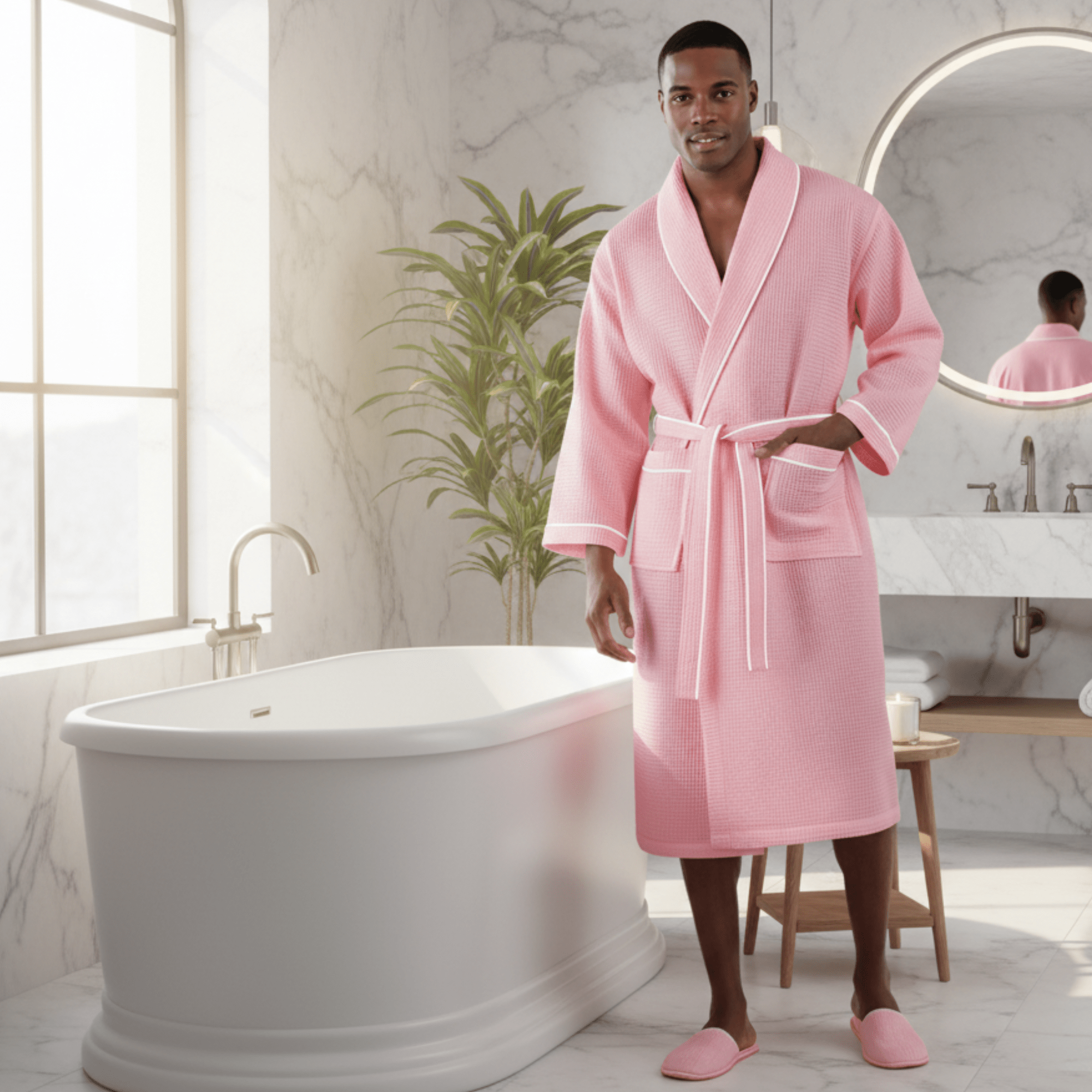 Premium Waffle Piping Robe for Men - Che Cose Belle
