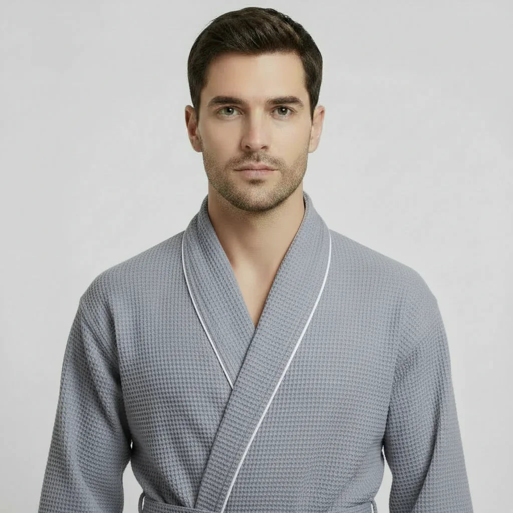 Premium Waffle Piping Robe for Men - Che Cose Belle