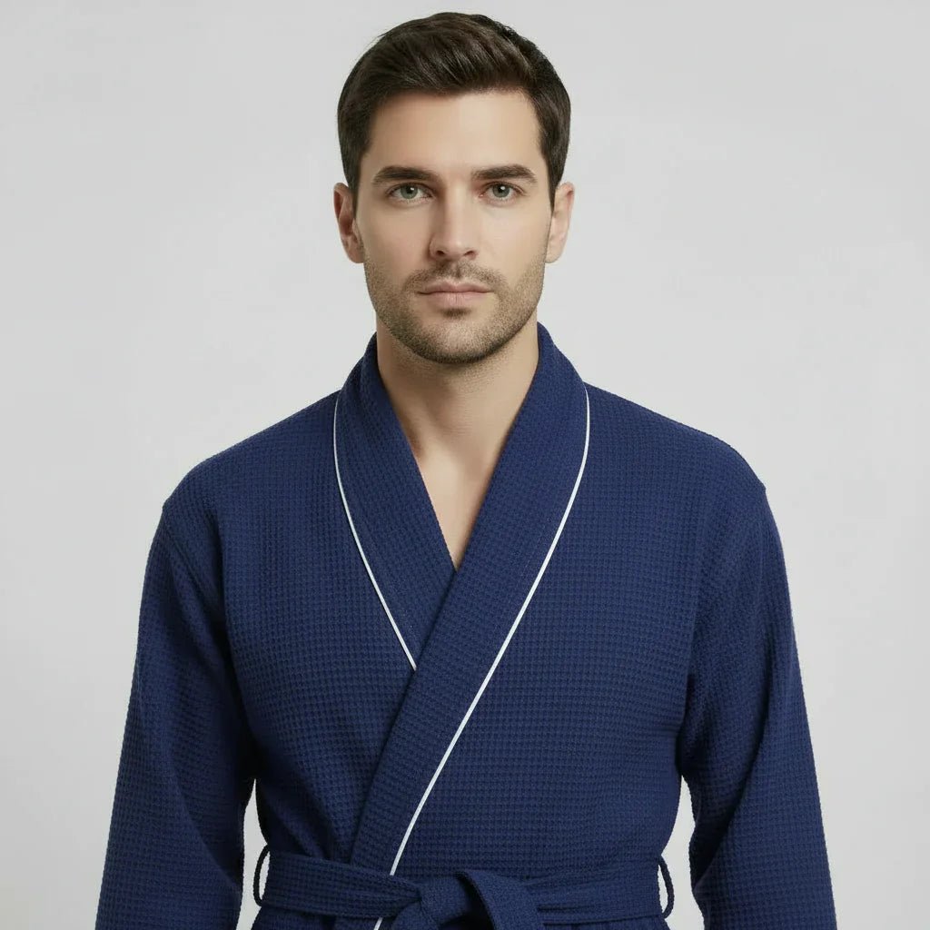 Premium Waffle Piping Robe for Men - Che Cose Belle