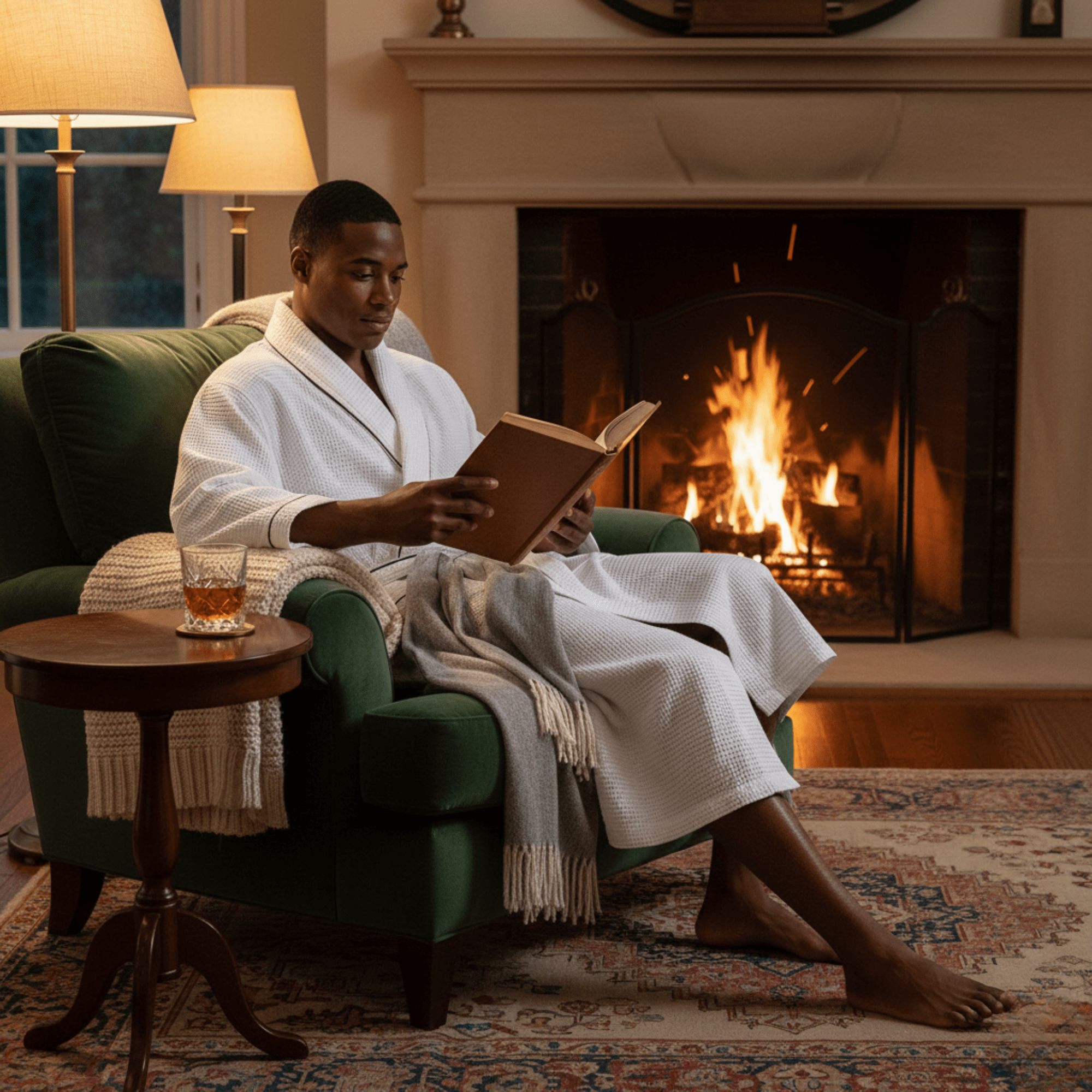 Premium Waffle Piping Robe for Men - Che Cose Belle
