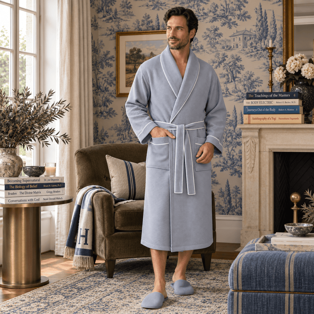 Premium Waffle Piping Robe for Men - Che Cose Belle