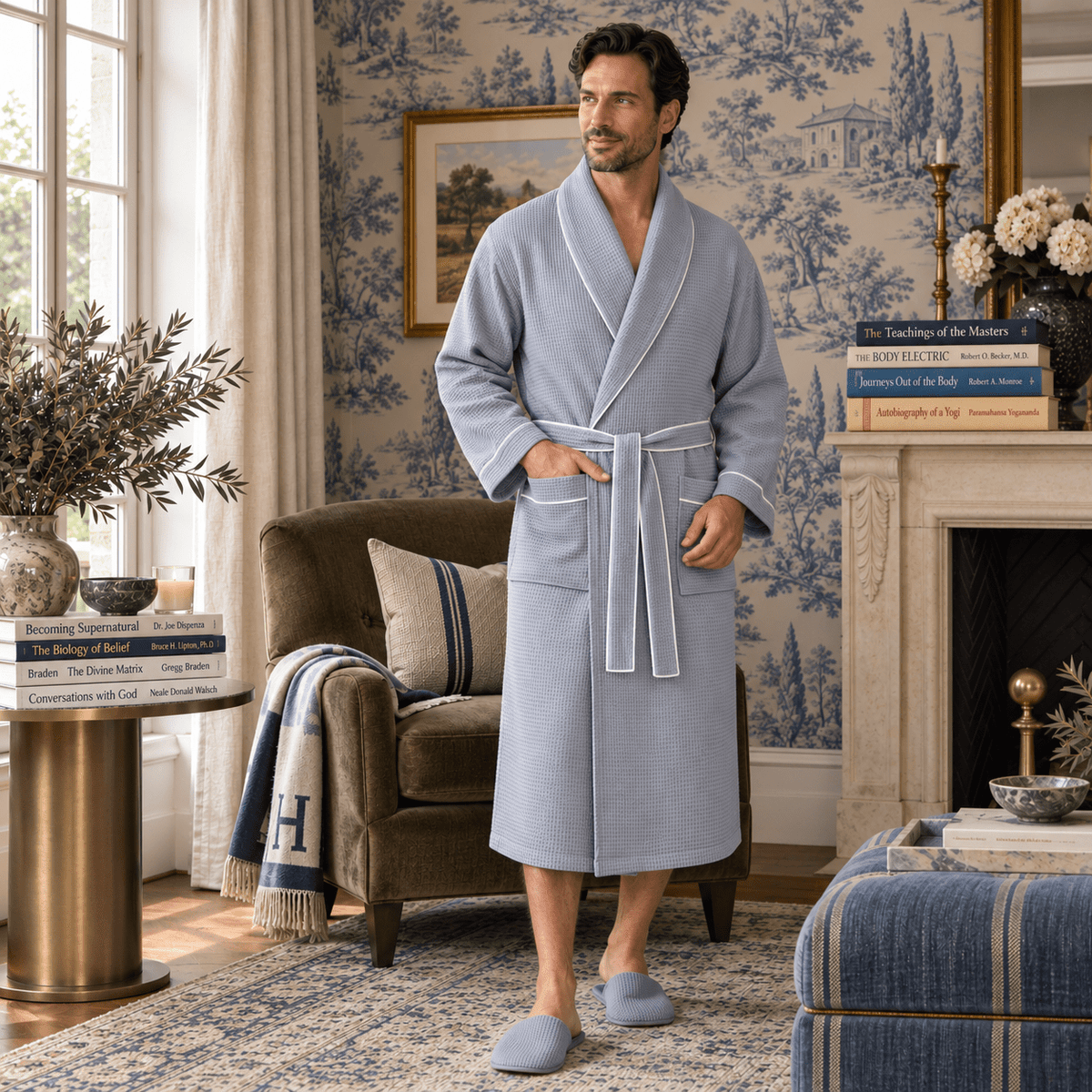 Premium Waffle Piping Robe for Men - Che Cose Belle