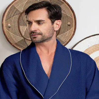 Premium Waffle Piping Robe for Men - Che Cose Belle