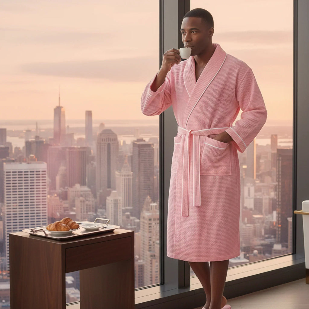Premium Waffle Piping Robe for Men - Che Cose Belle