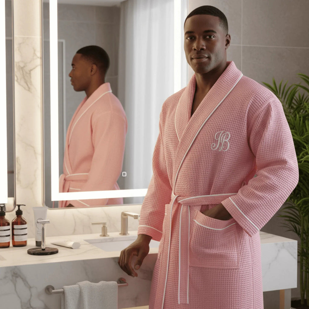 Premium Waffle Piping Robe for Men - Che Cose Belle