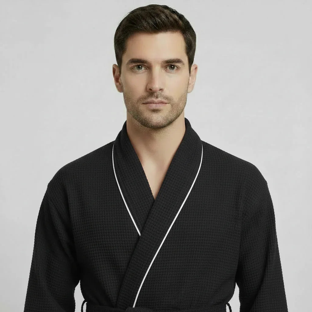 Premium Waffle Piping Robe for Men - Che Cose Belle