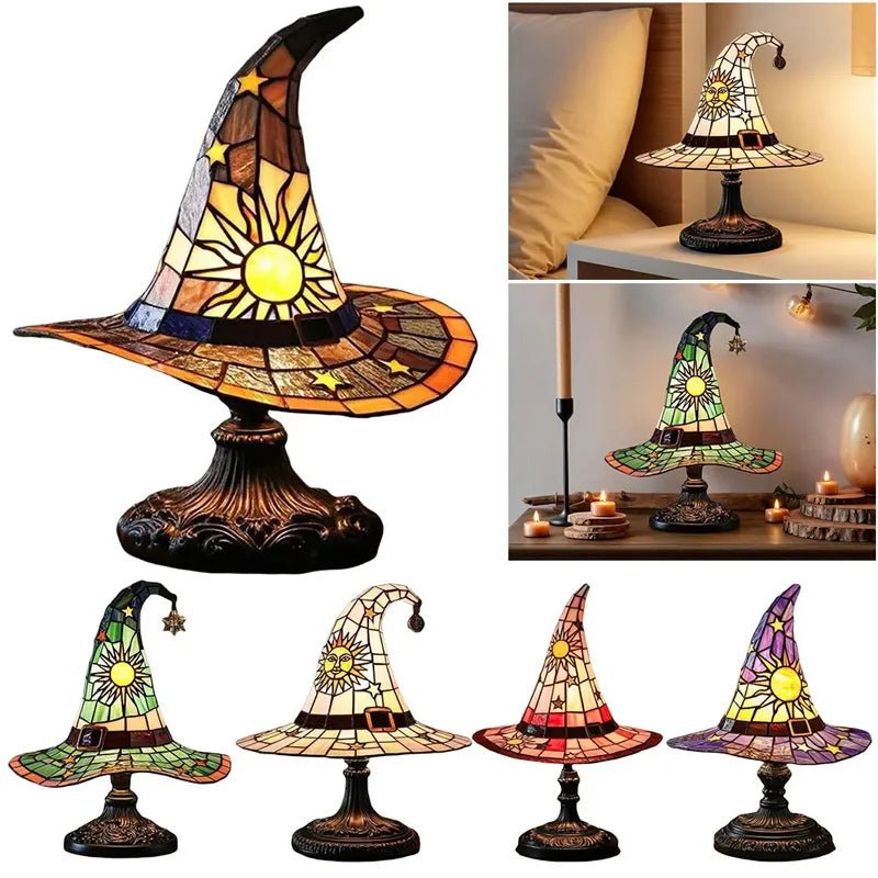 Premium Witch Hat Stained Glass Lamp – Magical Glow for Your Home - Che Cose Belle