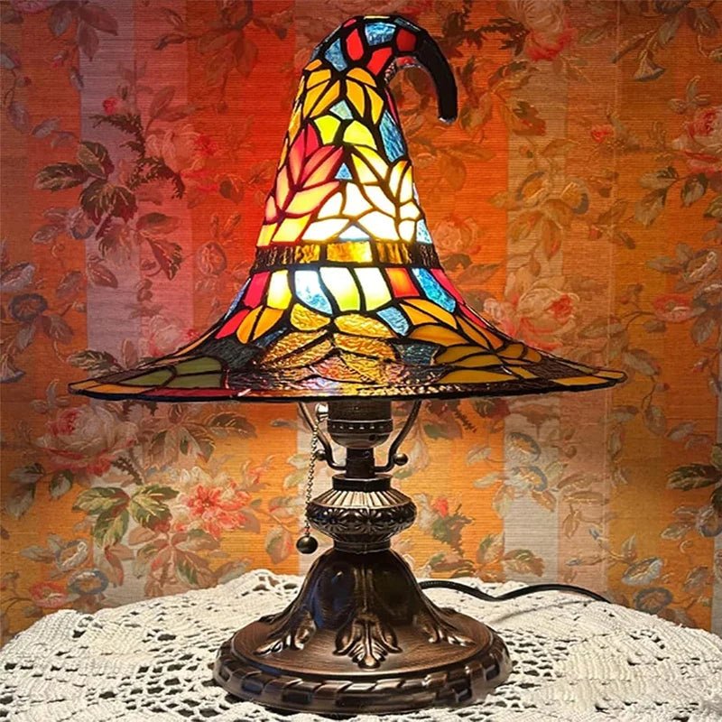 Premium Witch Hat Stained Glass Lamp – Magical Glow for Your Home - Che Cose Belle