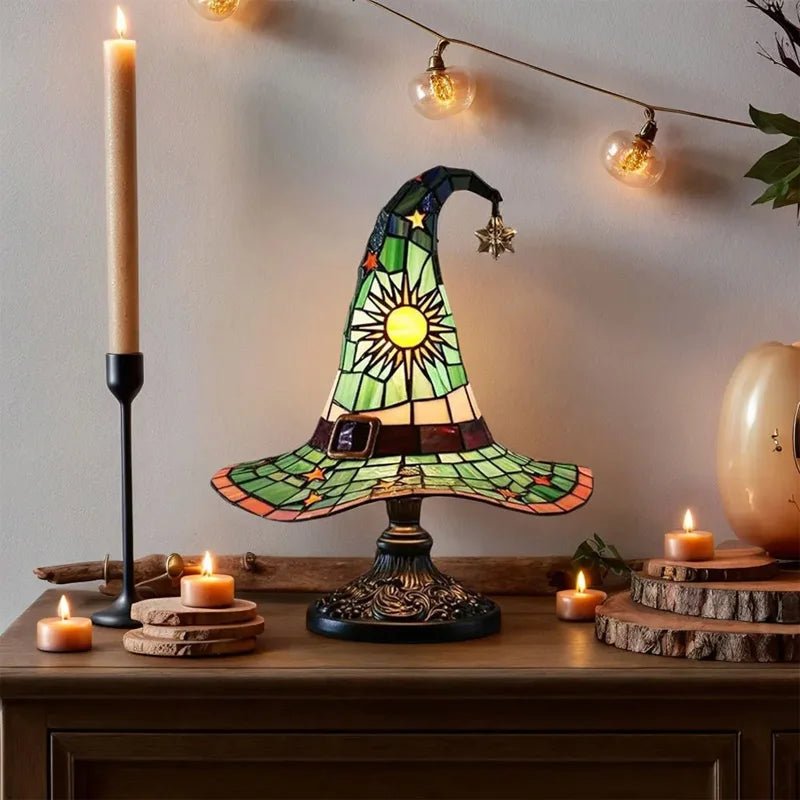 Premium Witch Hat Stained Glass Lamp – Magical Glow for Your Home - Che Cose Belle