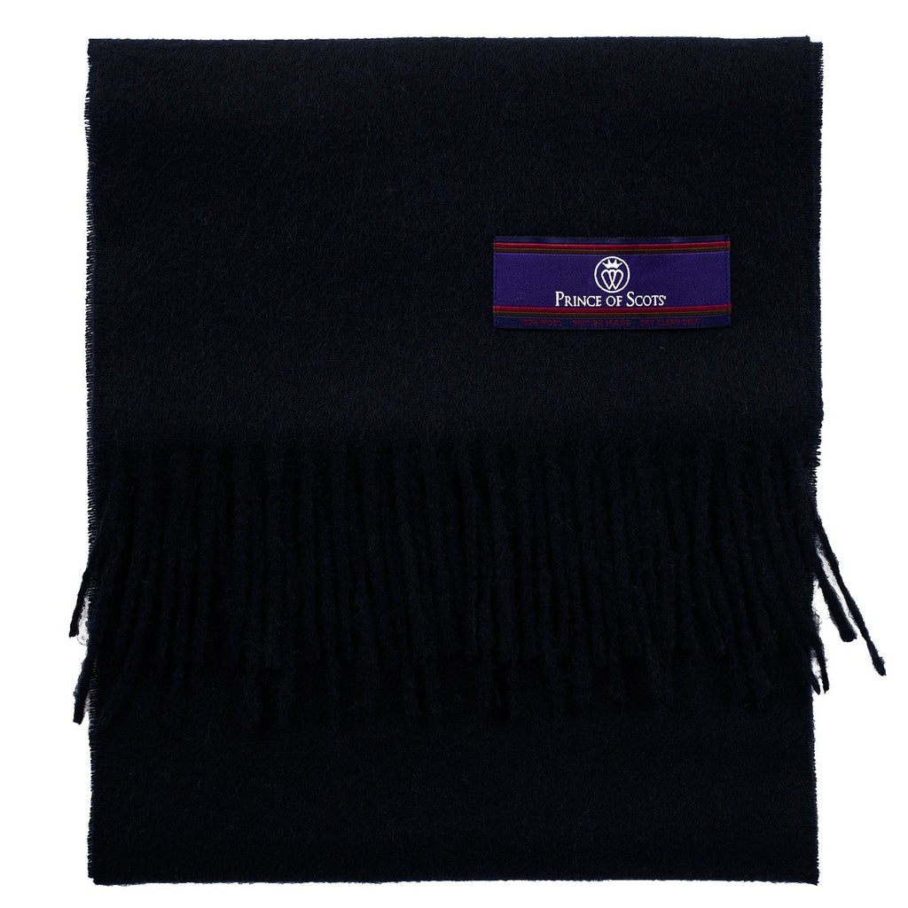 Prince of Scots Fringed Merino Wool Scarf - Navy - Che Cose Belle