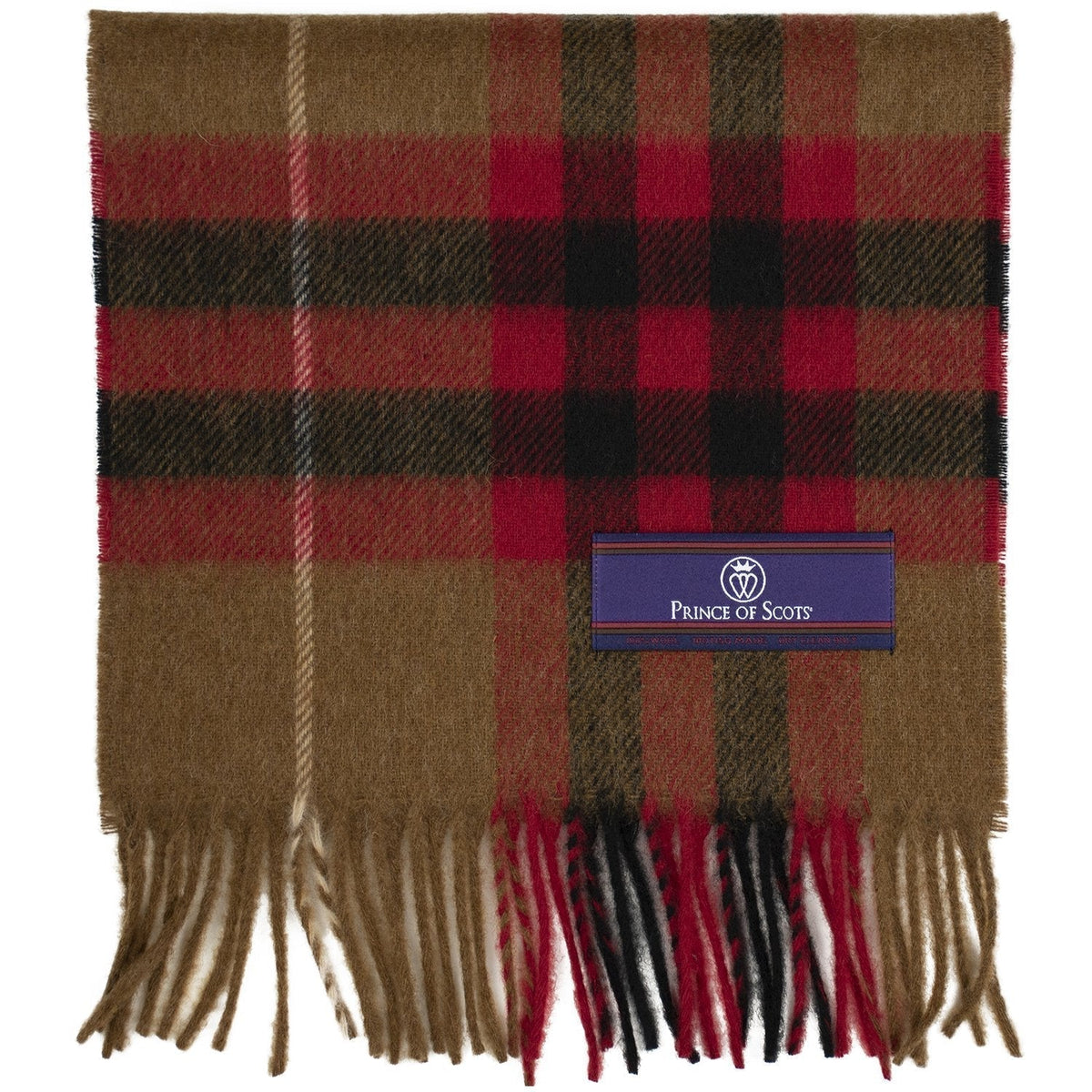 Prince of Scots Heritage Plaid Fringed Merino Wool Scarf (Cambridge Camel) - Che Cose Belle