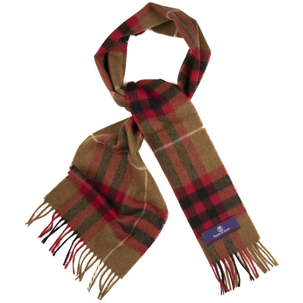 Prince of Scots Heritage Plaid Fringed Merino Wool Scarf (Cambridge Camel) - Che Cose Belle