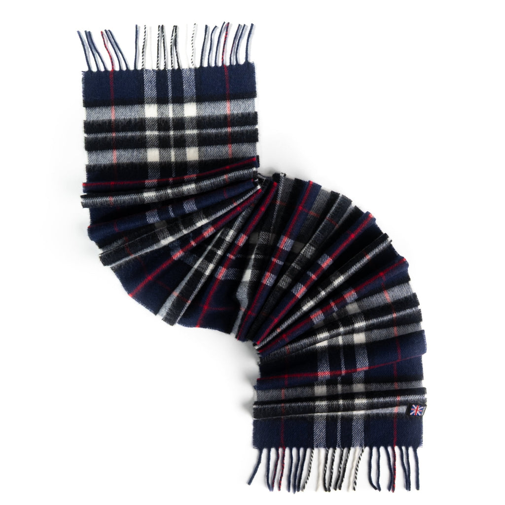Prince of Scots Heritage Plaid Fringed Merino Wool Scarf (Cambridge Navy) - Che Cose Belle