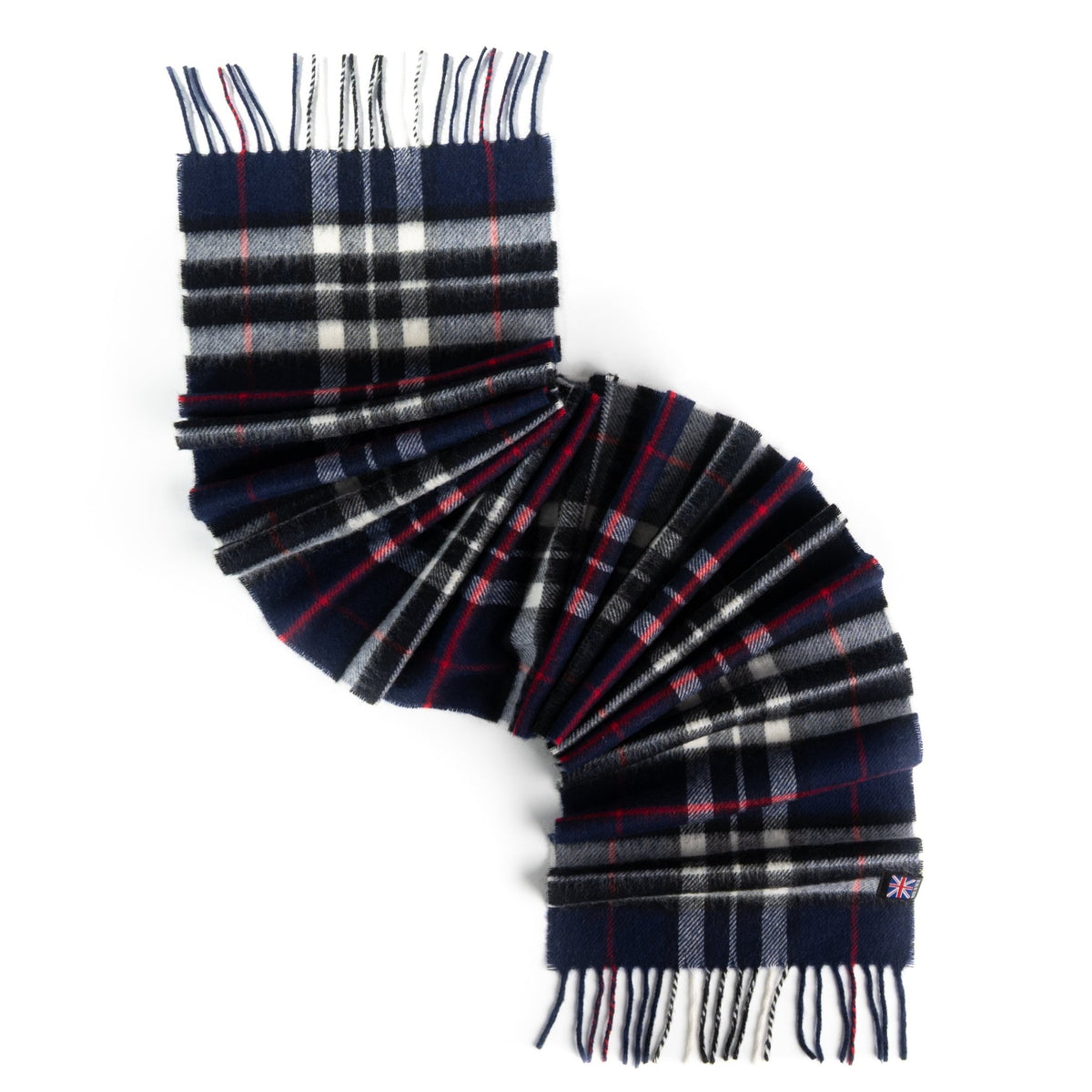 Prince of Scots Heritage Plaid Fringed Merino Wool Scarf (Cambridge Navy) - Che Cose Belle