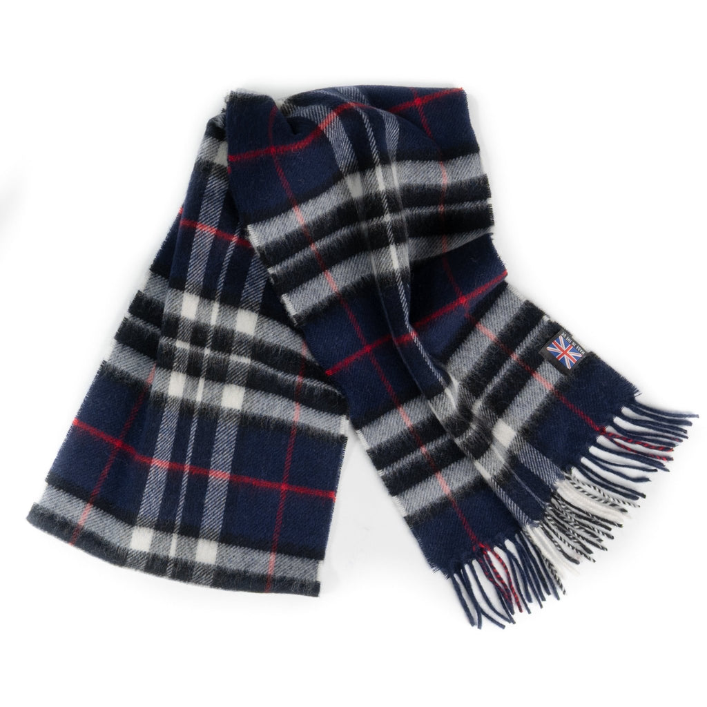 Prince of Scots Heritage Plaid Fringed Merino Wool Scarf (Cambridge Navy) - Che Cose Belle