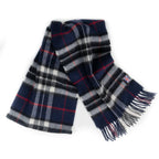 Prince of Scots Heritage Plaid Fringed Merino Wool Scarf (Cambridge Navy) - Che Cose Belle