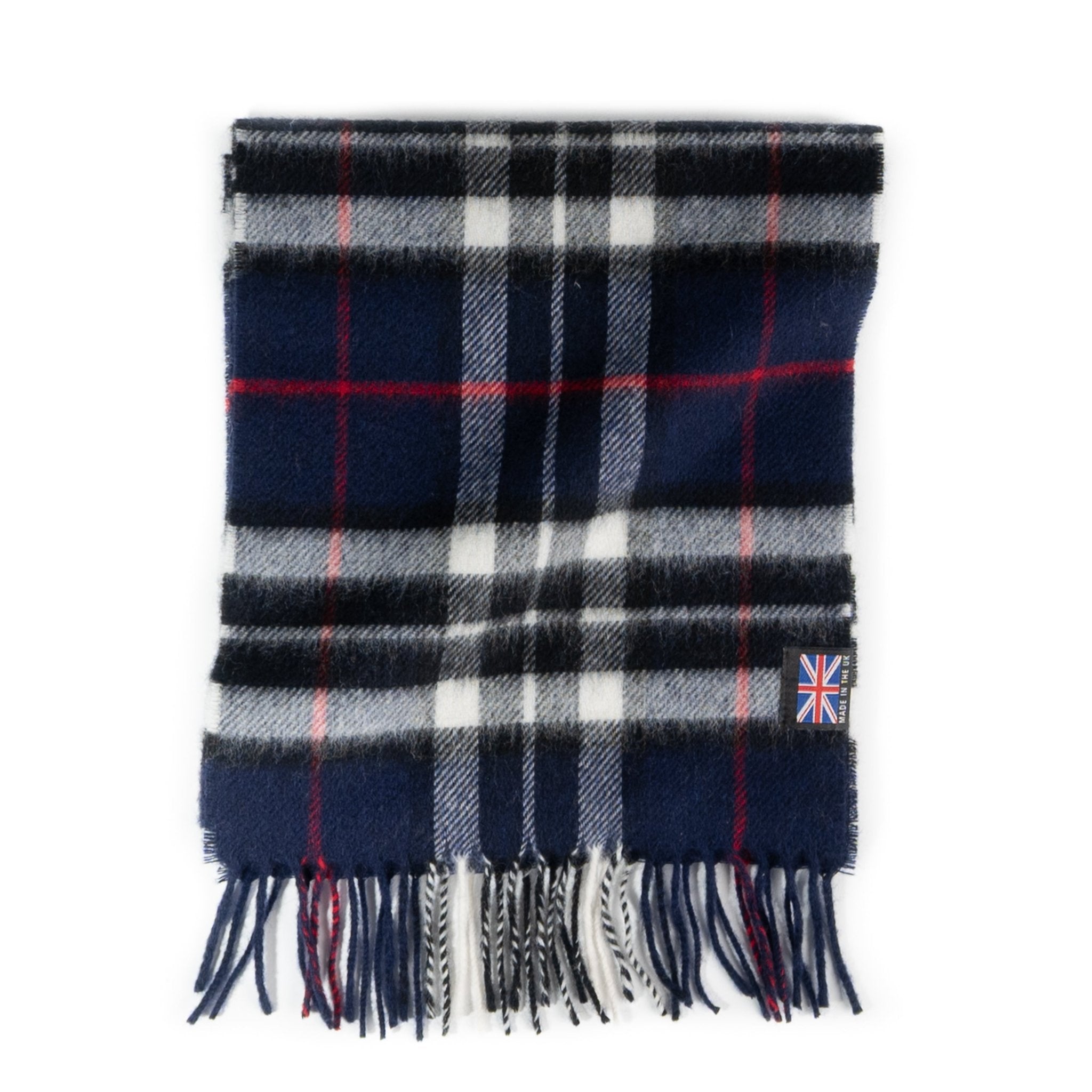 Prince of Scots Heritage Plaid Fringed Merino Wool Scarf (Cambridge Navy) - Che Cose Belle