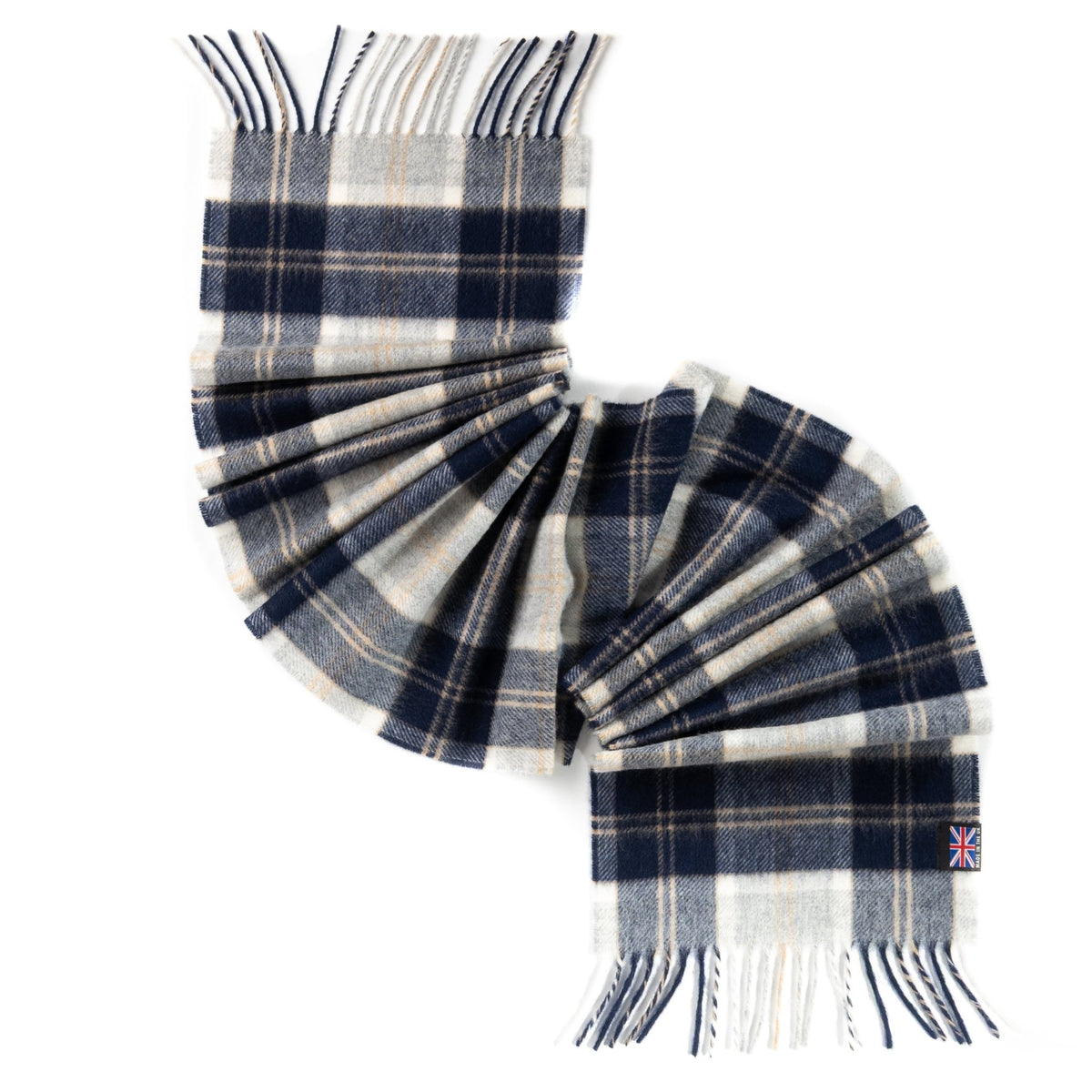 Prince of Scots Heritage Plaid Fringed Merino Wool Scarf - Sterling Silver - Che Cose Belle