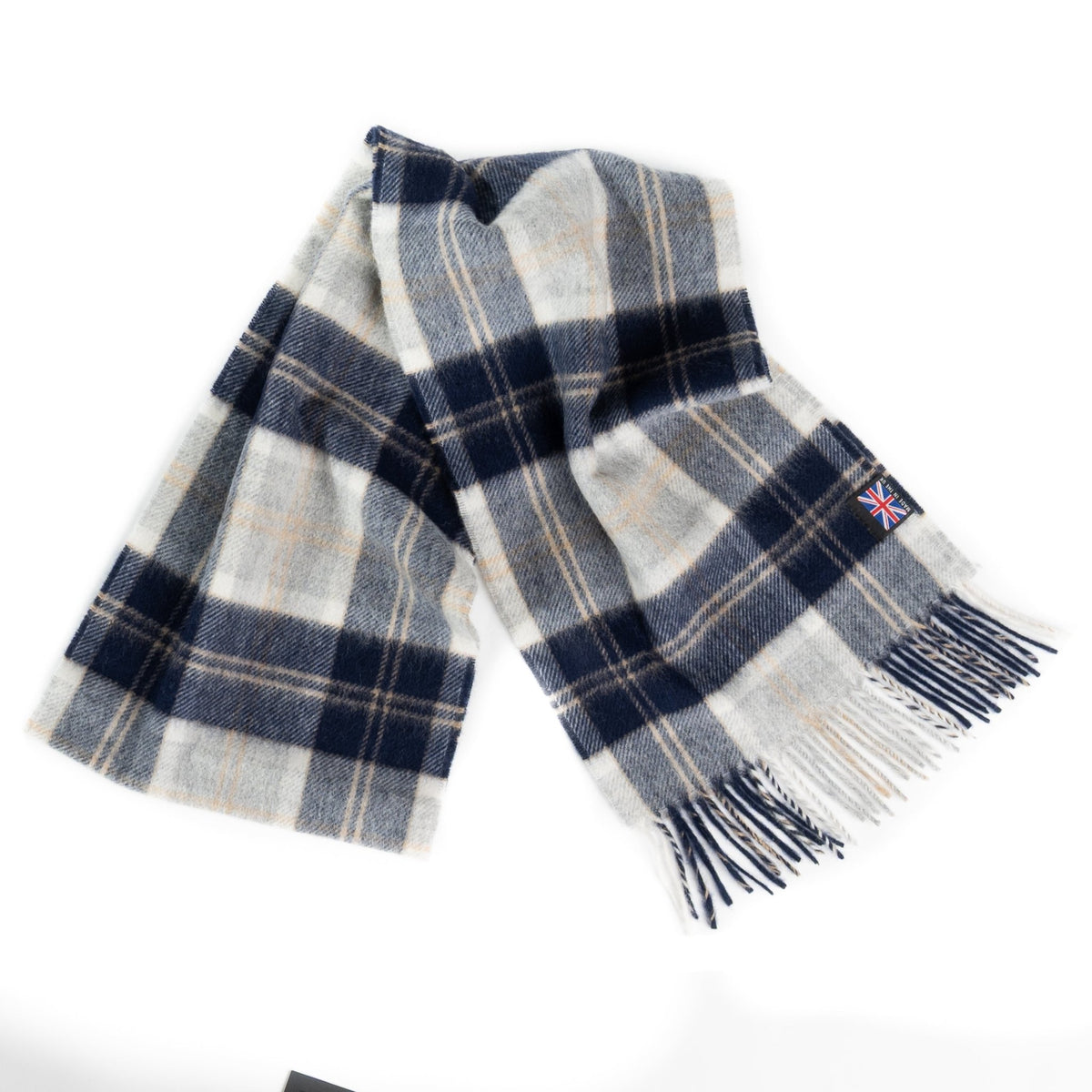 Prince of Scots Heritage Plaid Fringed Merino Wool Scarf - Sterling Silver - Che Cose Belle