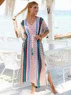 Printed Beach Cover-Up Maxi Dress ¨C Vacation Bikini Kimono, Sun Protection Long Dress - Che Cose Belle