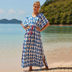 Printed Beach Cover-Up Maxi Dress ¨C Vacation Bikini Kimono, Sun Protection Long Dress - Che Cose Belle