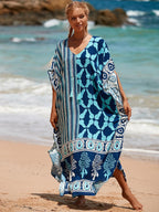 Printed Beach Cover-Up Maxi Dress ¨C Vacation Bikini Kimono, Sun Protection Long Dress - Che Cose Belle