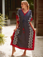 Printed Beach Cover-Up Maxi Dress ¨C Vacation Bikini Kimono, Sun Protection Long Dress - Che Cose Belle