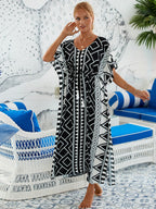 Printed Beach Cover-Up Maxi Dress ¨C Vacation Bikini Kimono, Sun Protection Long Dress - Che Cose Belle