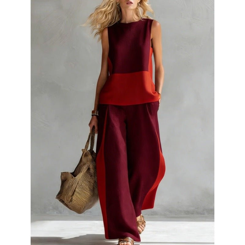 Printed Retro Sleeveless Top & Wide-Leg Pants Set | 12 Prints S–5XL - Che Cose Belle
