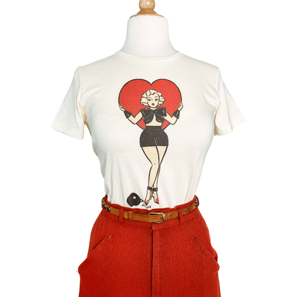Prisoner of Love Fitted Tee in Ivory - X-LARGE - Che Cose Belle