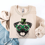 Pug, Adorable Dog, St Patrick's Day, Lucky, Irish Sweatshirt - Che Cose Belle