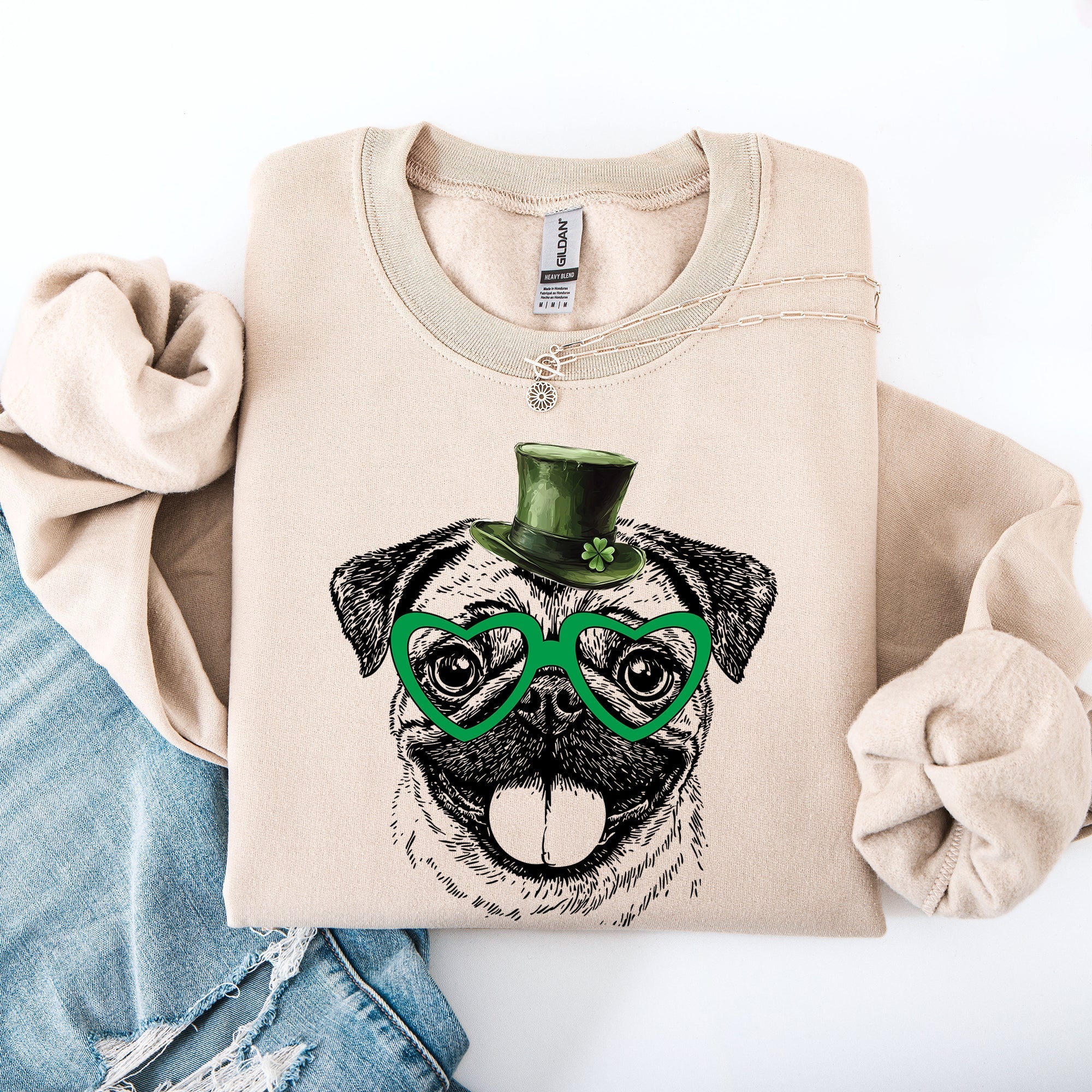 Pug, Adorable Dog, St Patrick's Day, Lucky, Irish Sweatshirt - Che Cose Belle