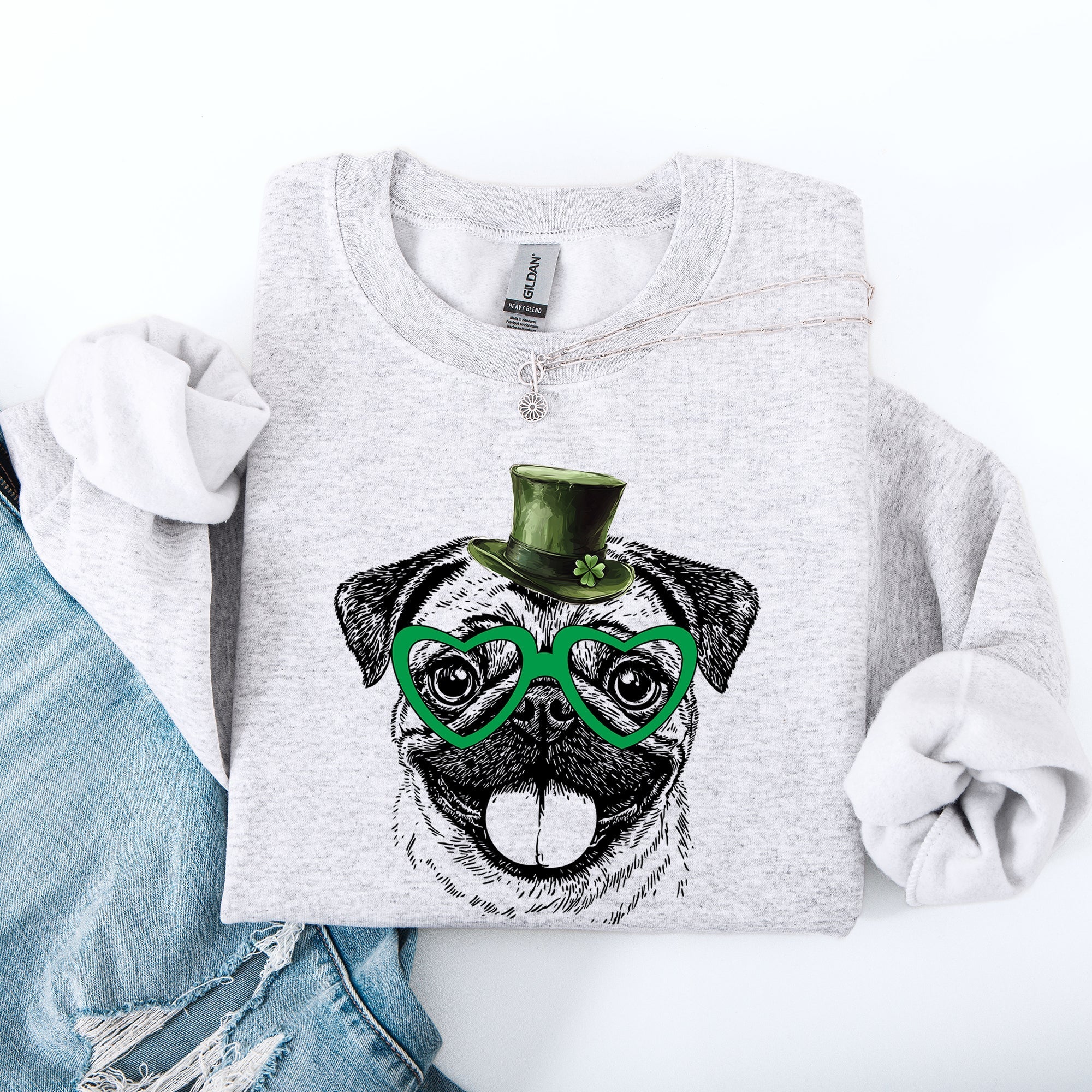 Pug, Adorable Dog, St Patrick's Day, Lucky, Irish Sweatshirt - Che Cose Belle