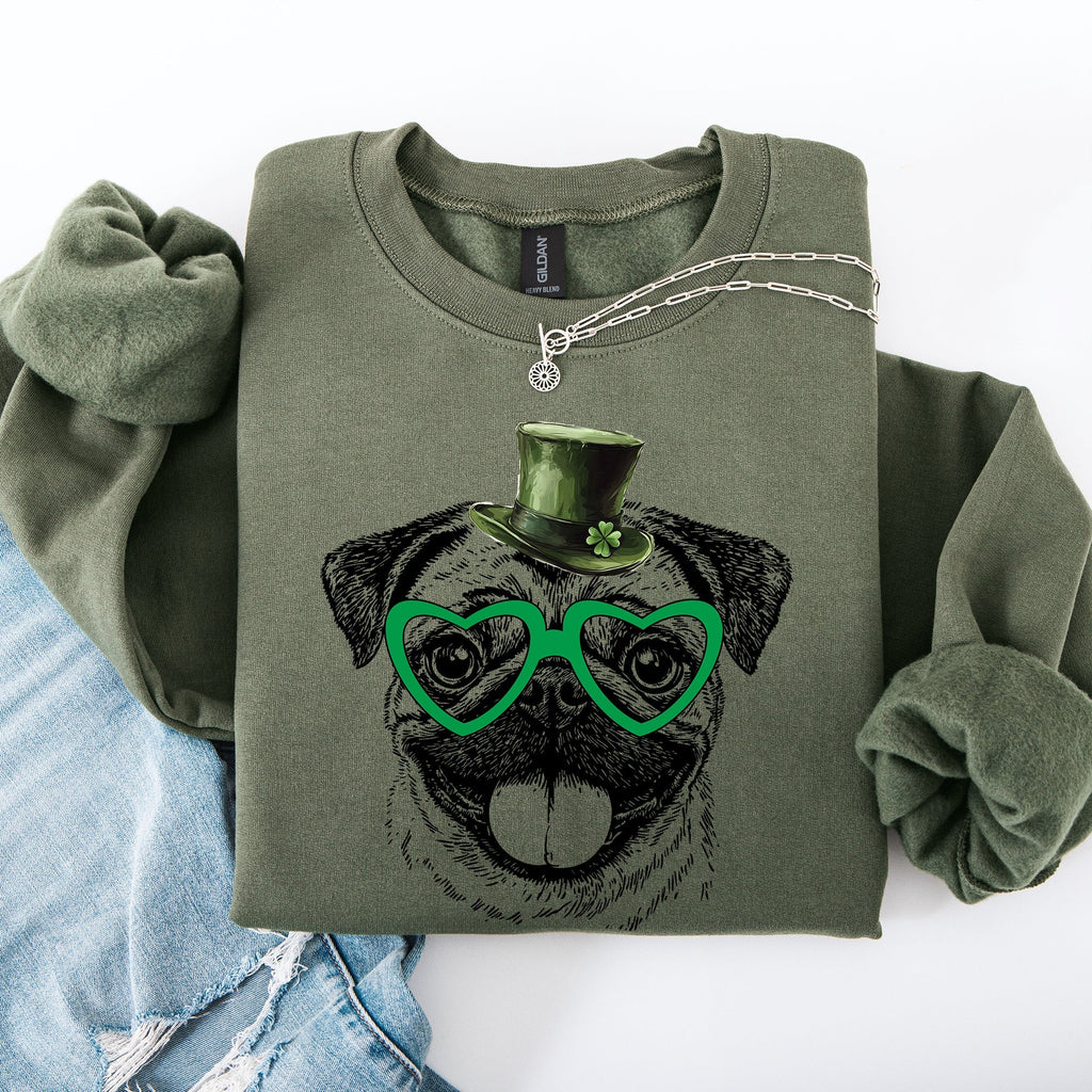 Pug, Adorable Dog, St Patrick's Day, Lucky, Irish Sweatshirt - Che Cose Belle