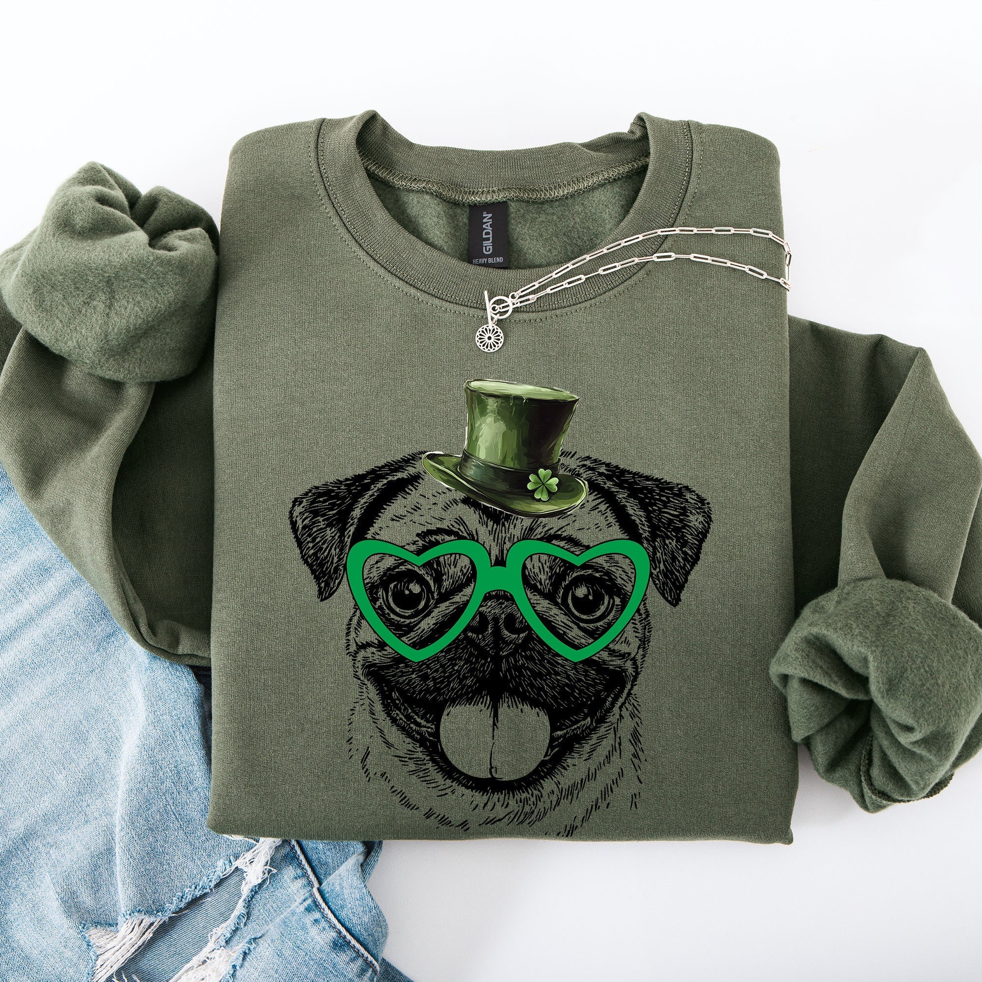 Pug, Adorable Dog, St Patrick's Day, Lucky, Irish Sweatshirt - Che Cose Belle