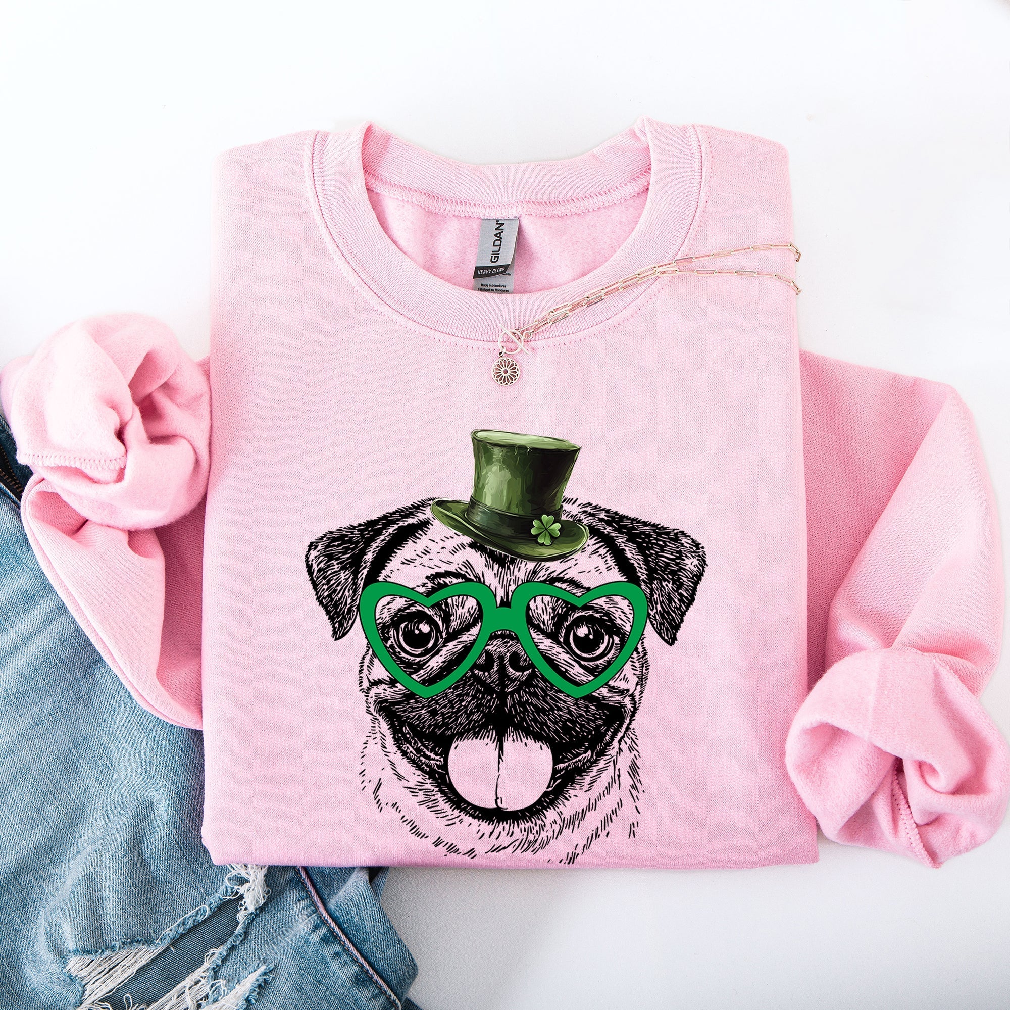 Pug, Adorable Dog, St Patrick's Day, Lucky, Irish Sweatshirt - Che Cose Belle