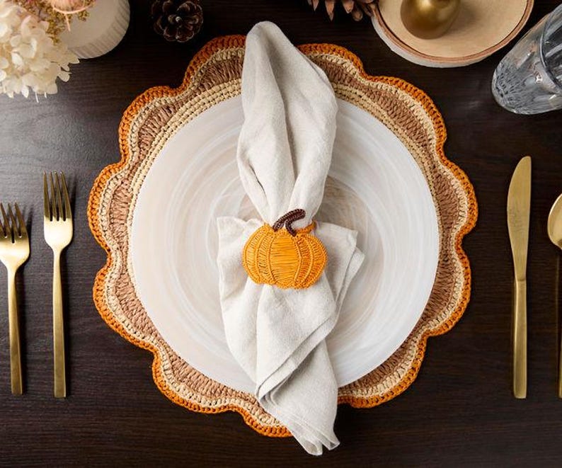Pumpkin Napkin Rings - Fall & Thanksgiving Decor for Parties, Dining Room, Napkins Rings for Thanksgiving - Fall Napking Rings - Che Cose Belle