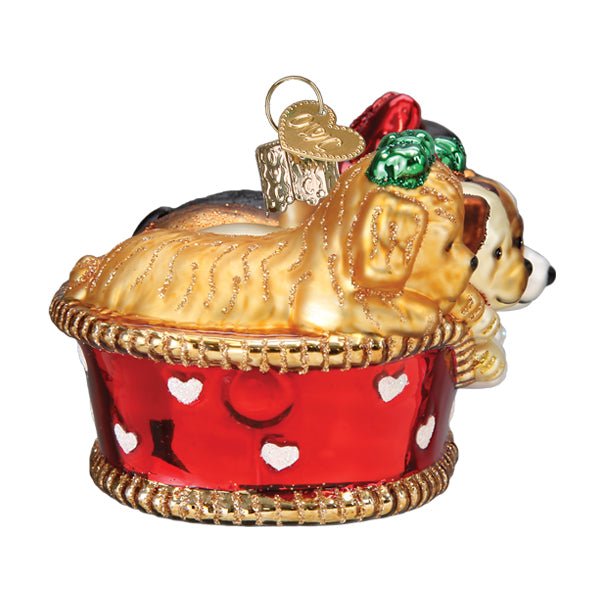 Puppies In A Basket Ornament - Che Cose Belle