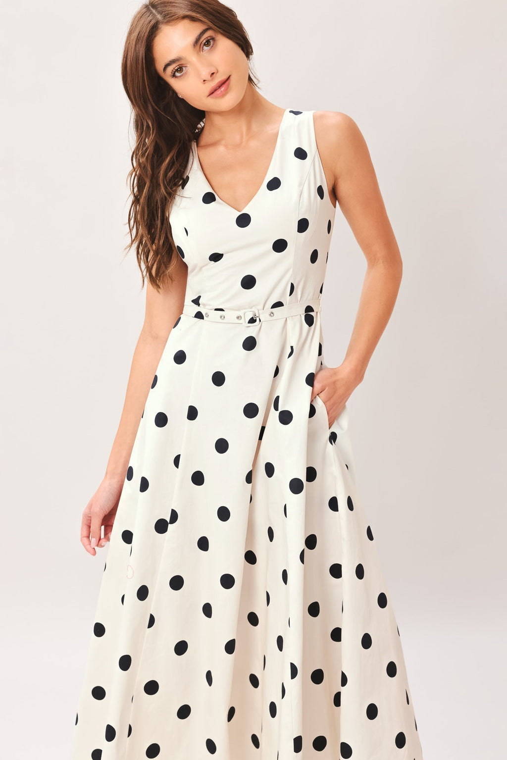 PURE POLKA WOVEN MIDI DRESS - Che Cose Belle