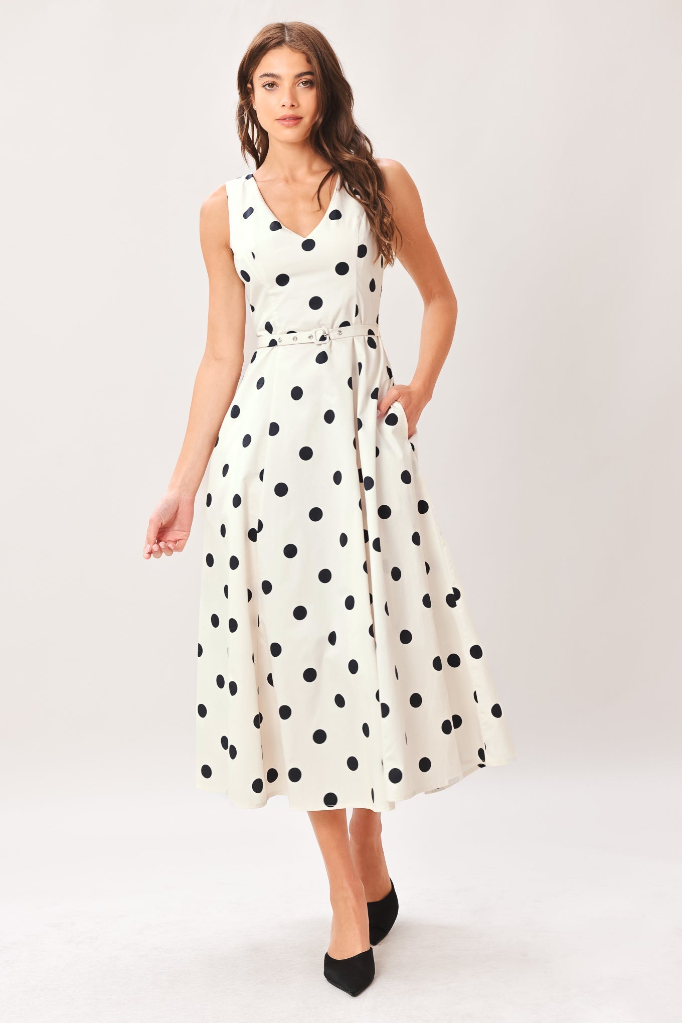 PURE POLKA WOVEN MIDI DRESS - Che Cose Belle