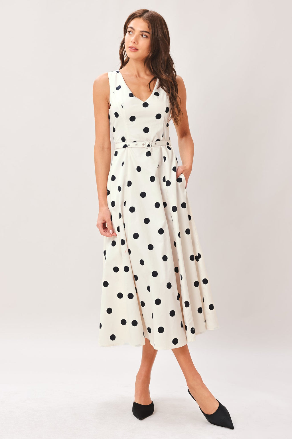 PURE POLKA WOVEN MIDI DRESS - Che Cose Belle