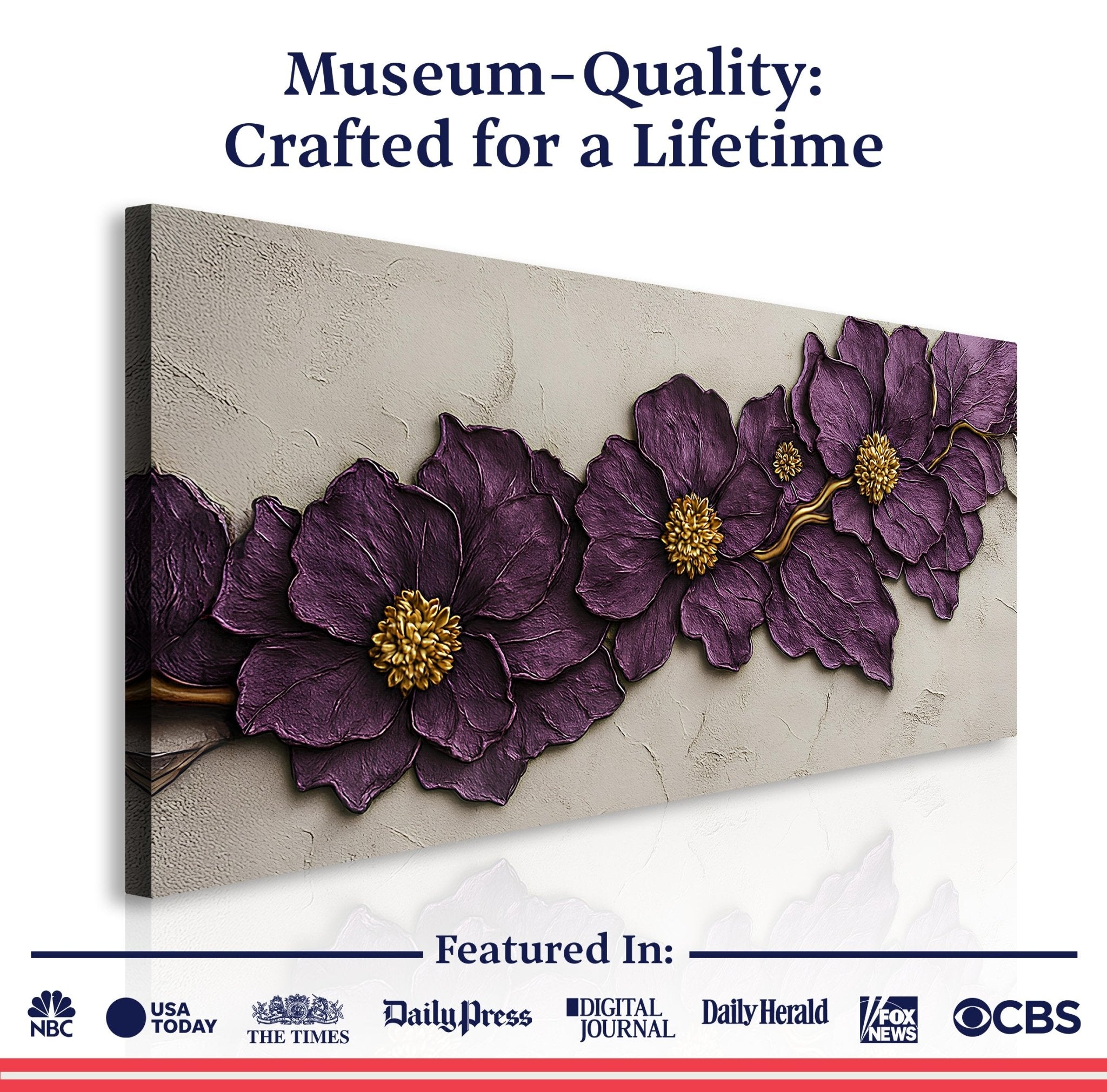 Purple Flower Plaster Wall Art - Che Cose Belle