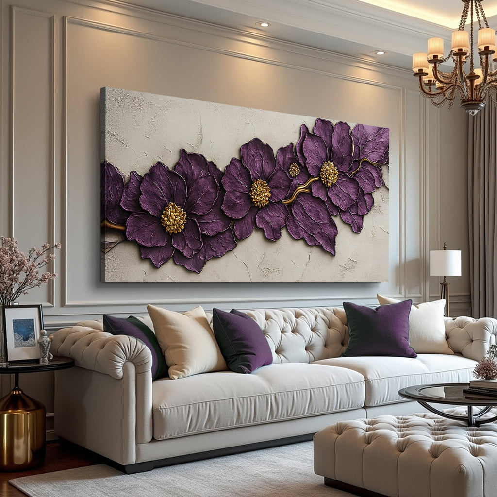 Purple Flower Plaster Wall Art - Che Cose Belle