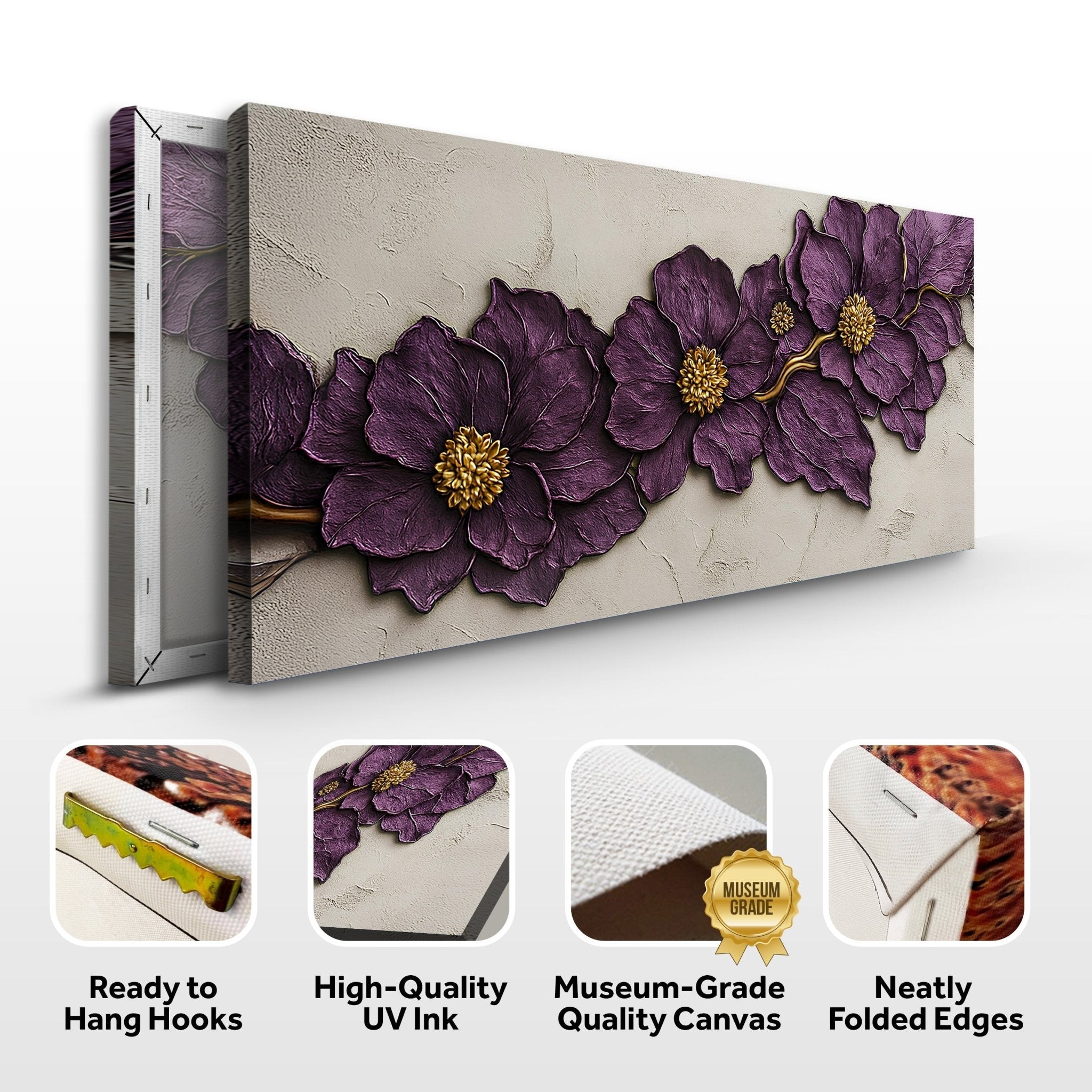 Purple Flower Plaster Wall Art - Che Cose Belle