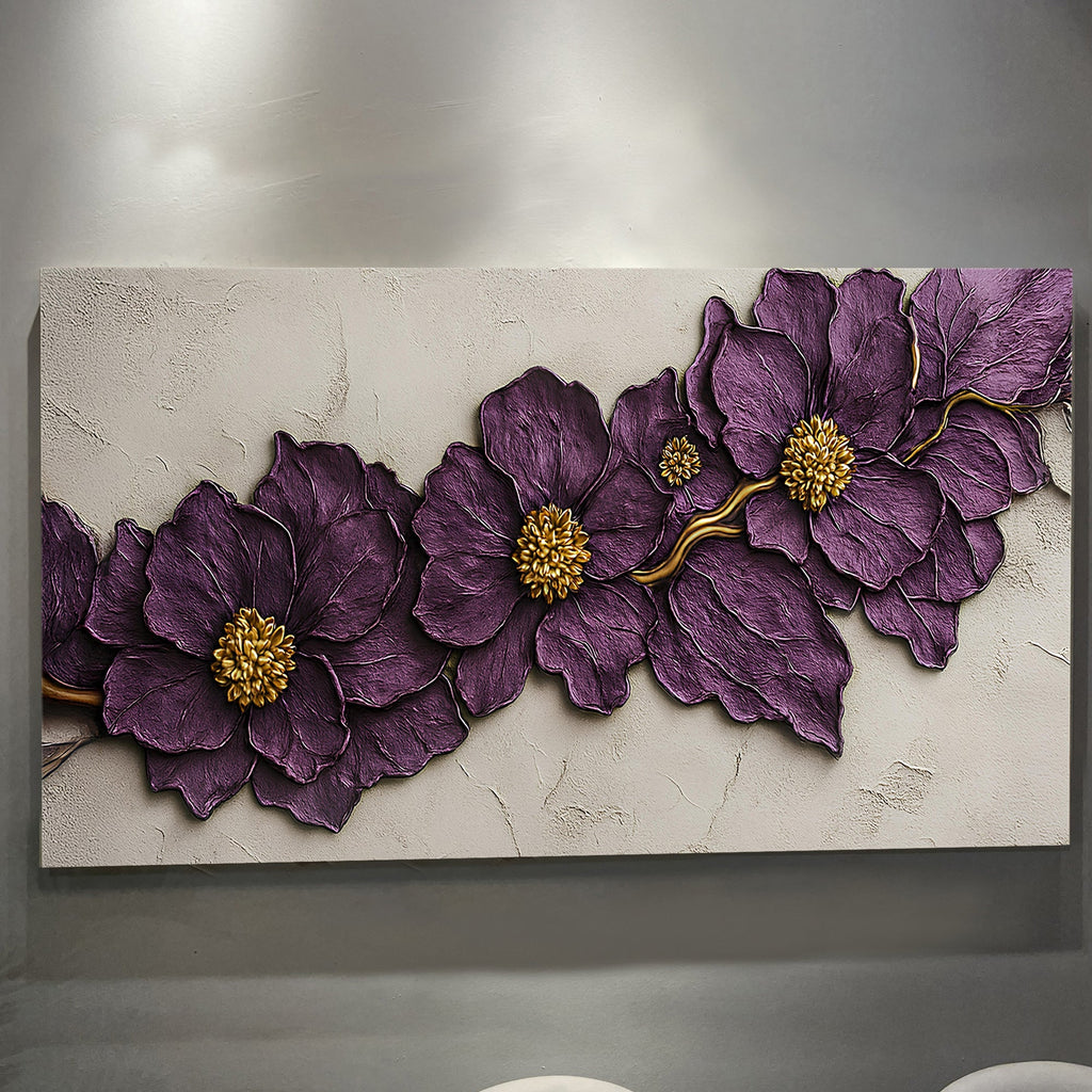 Purple Flower Plaster Wall Art - Che Cose Belle
