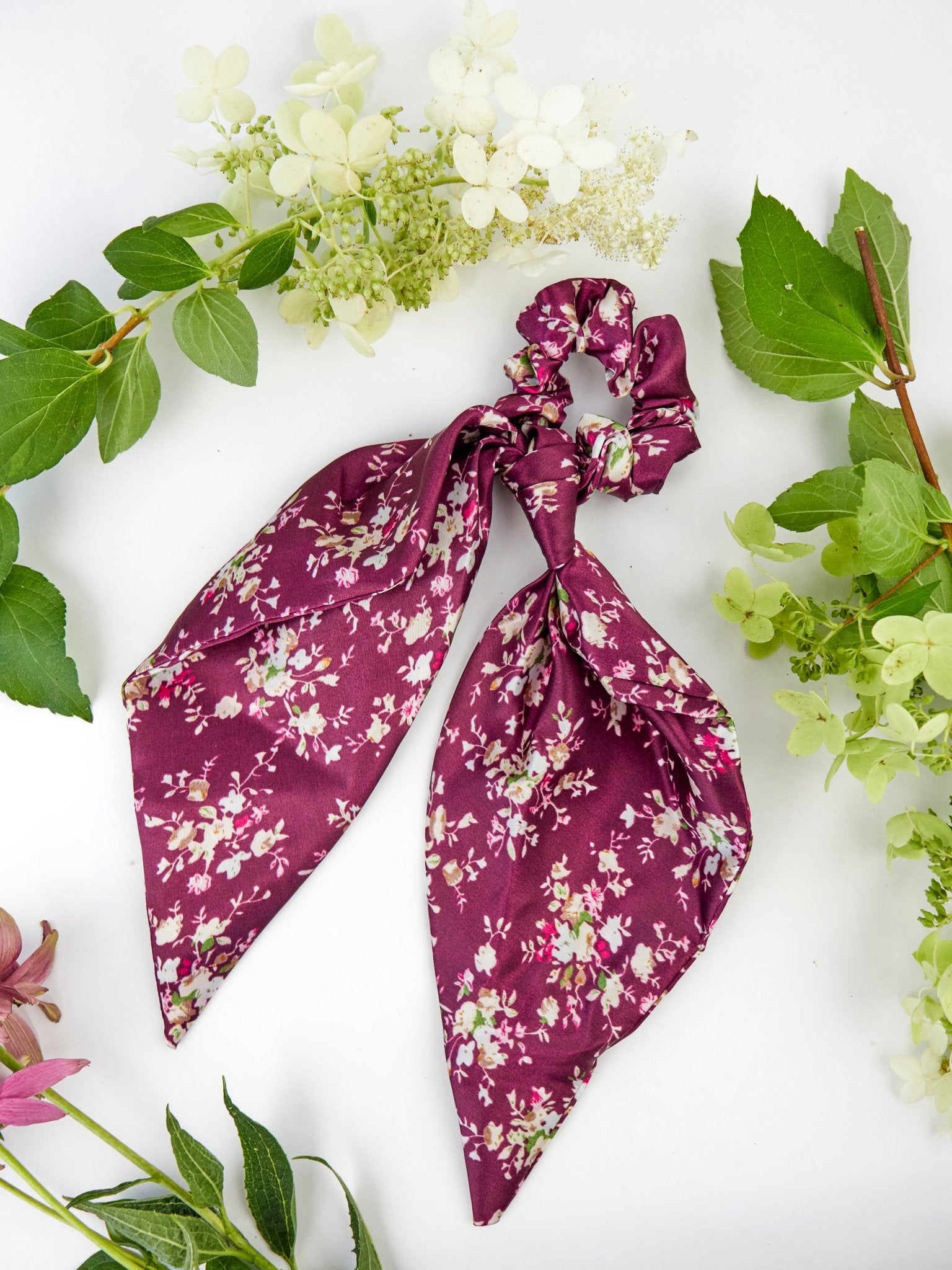 Purple Satin Scarf Scrunchie - Che Cose Belle