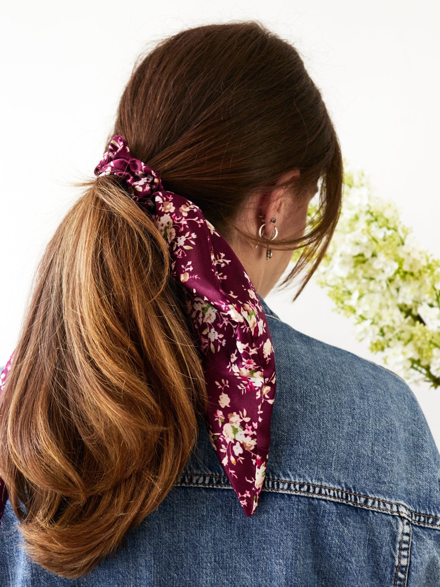 Purple Satin Scarf Scrunchie - Che Cose Belle