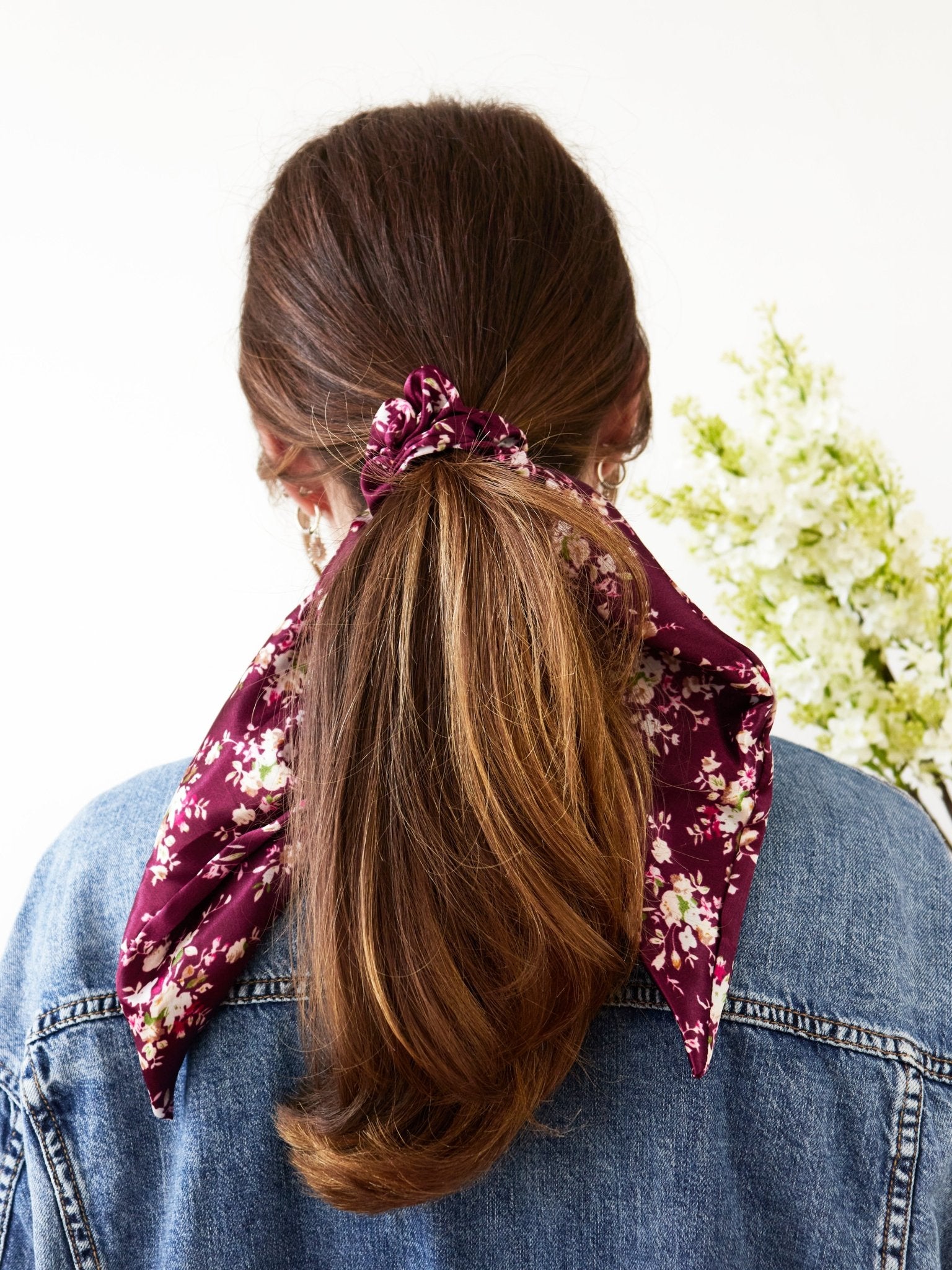 Purple Satin Scarf Scrunchie - Che Cose Belle